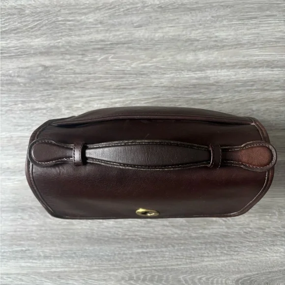 Vintage 1997 Coach 9870 Court Top Handle Leather Bag Dark Brown Crossbody Bag - Picture 5 of 13